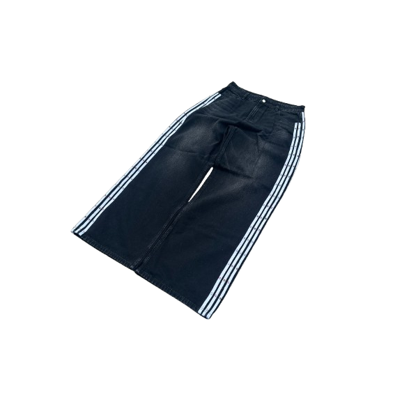 Black Infinity Striped Denim